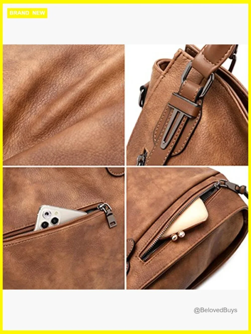 Vegan Leather Hobo Bag - Shoulder & Crossbody Purse